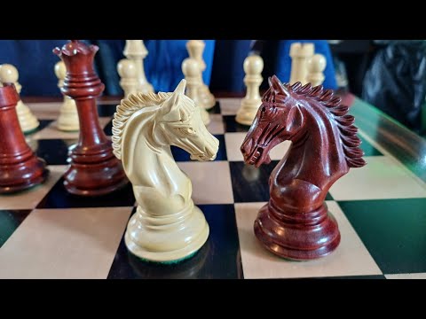 Ajedrez de Lujo Tilted Knight 4.5" | Rosewood (Padauk Africano) y Boj | Royal Chess Mall | Impecable!